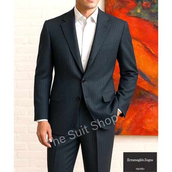 Ermenegildo Zegna Other - Ermenegilzo Zegna Trofeo Mens 46R 36x29 ROMA Gray Stripe Flannel Suit 3/2 Roll